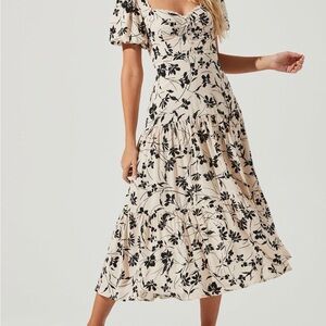 Astr Cream Maxi Dress with Black Floral Print